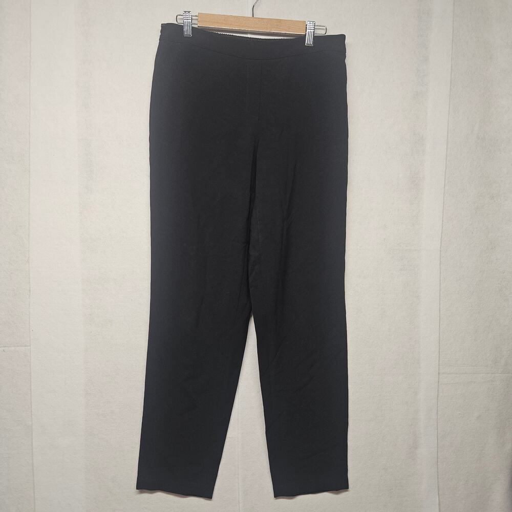 Lafayette 148 New York Black Straight Leg Ankle Pants Size Medium Mid Rise